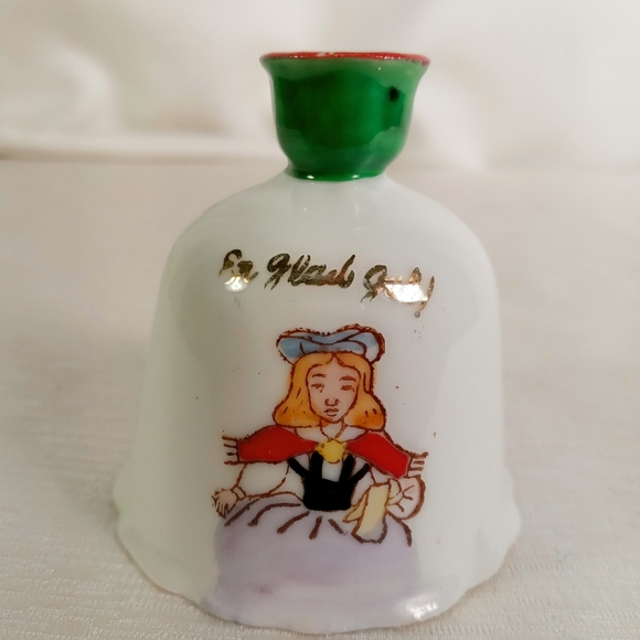 Vintage We Say Merry Christmas Swedish Language Bell Lenwile China Ardalt Japan - Picture 1 of 9